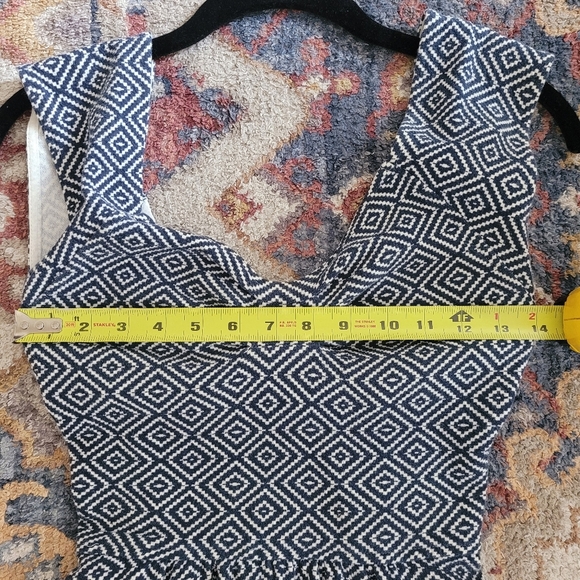 Anthropologie Matilde‎ Dress Navy & White Criss Cross Open Back Fit & Flare Sz 2 - Picture 11 of 12